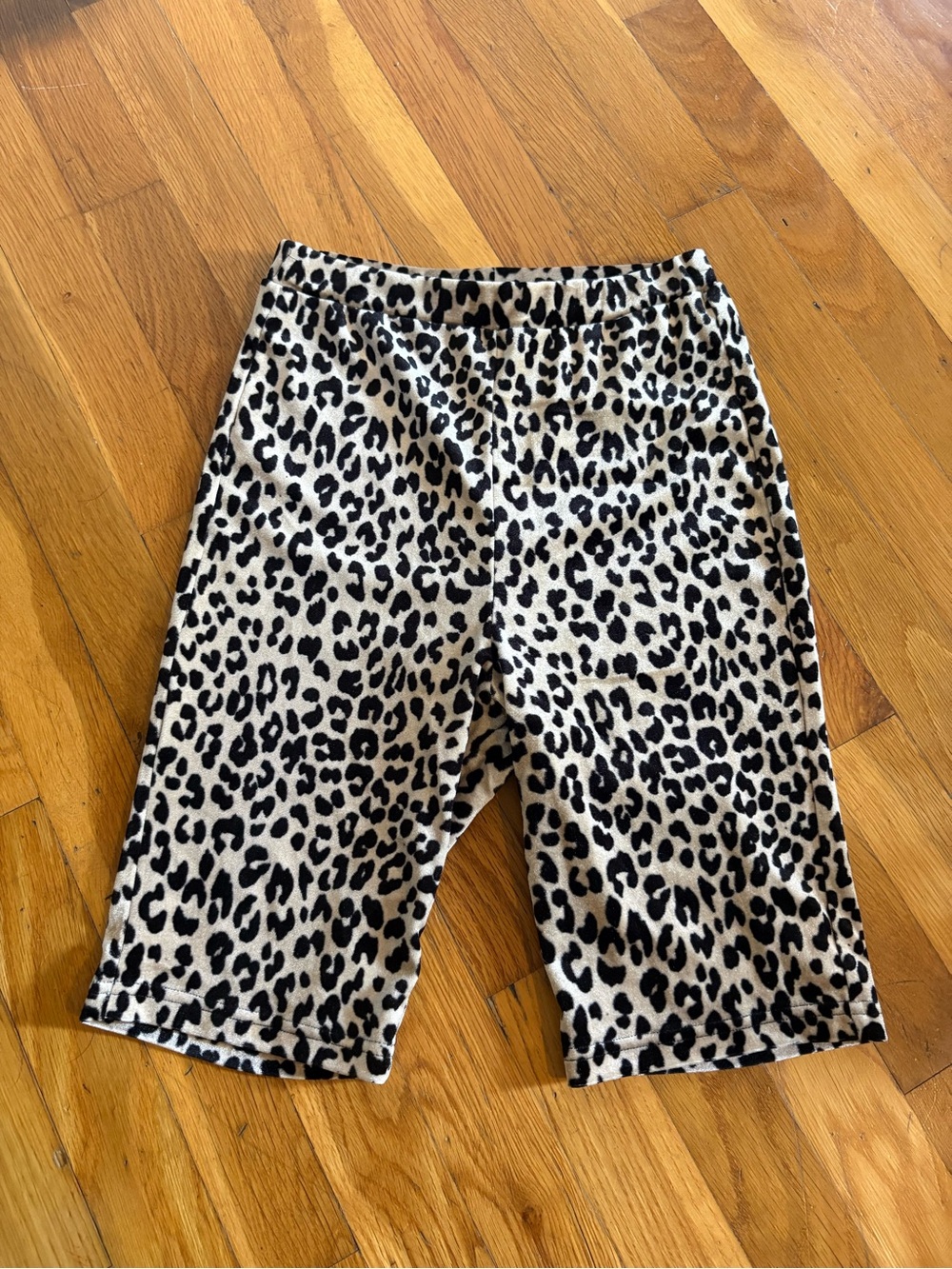 Forever 21 Velvet Leopard Print Bike Shorts - Black & Cream